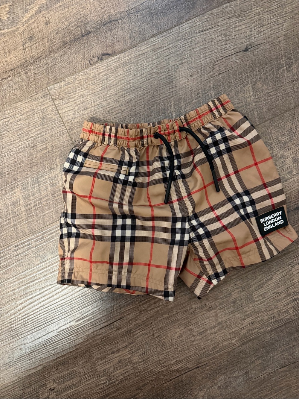 Burberry Kids Tan Vintage Check Swim Trunks